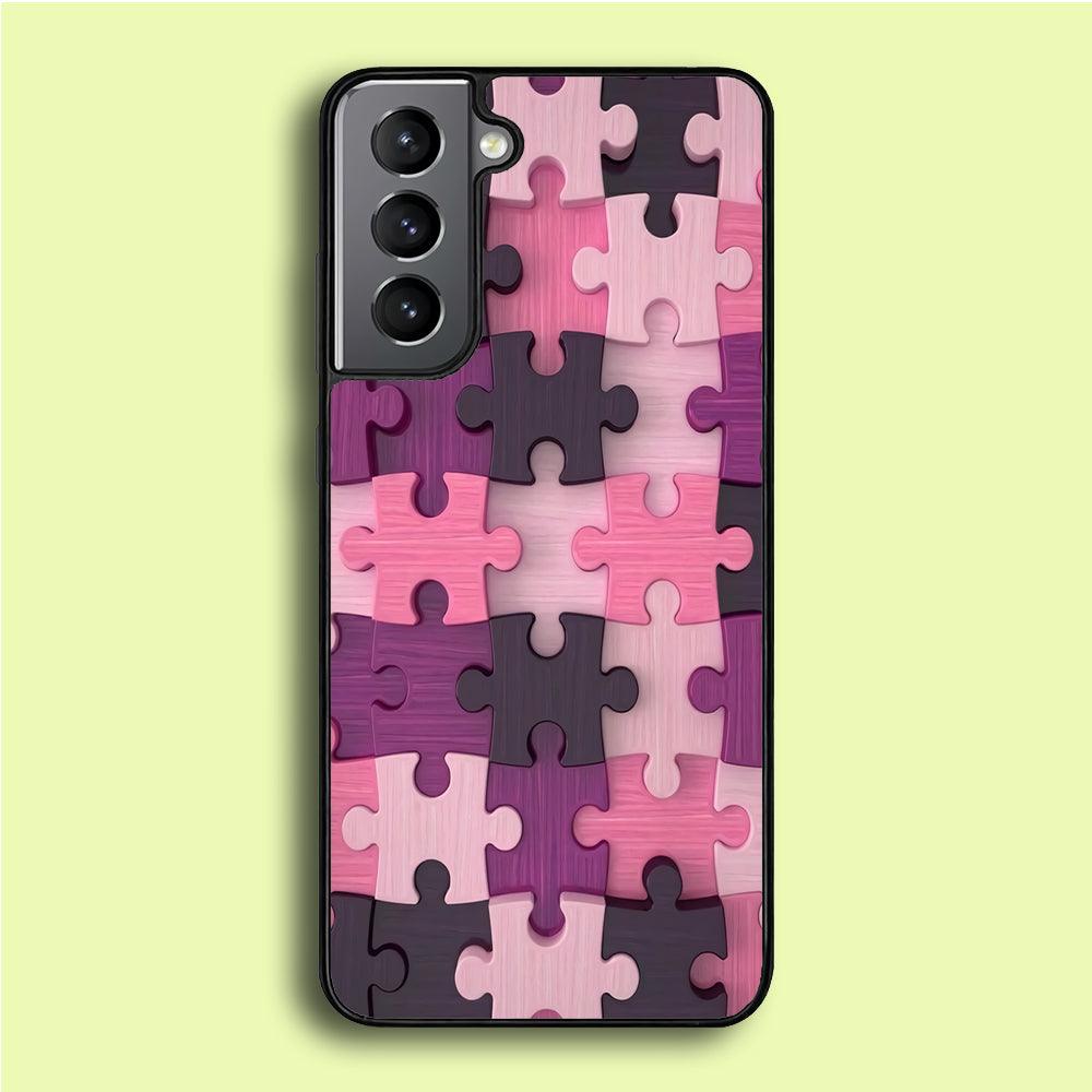 Jigsaw Puzzle Pattern Samsung Galaxy S21 Plus Case-Rubber / White (2D Case)-Xtracase