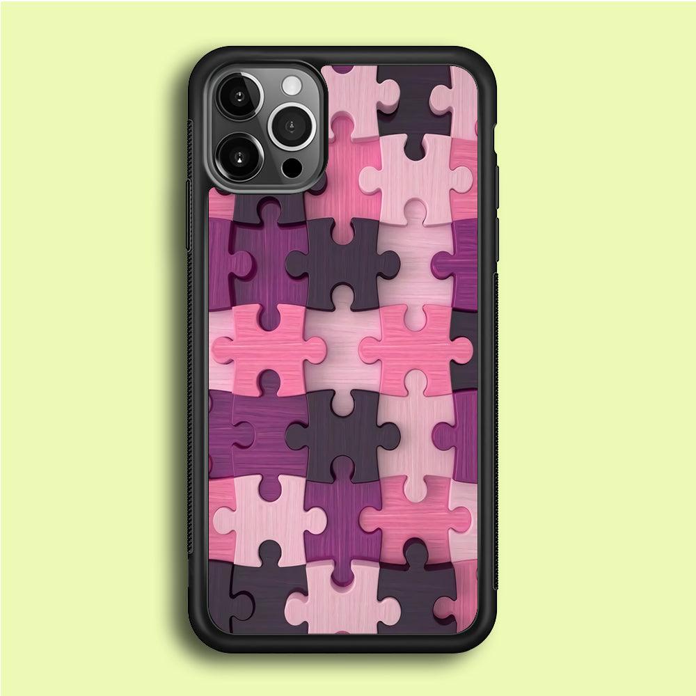 Jigsaw Puzzle Pattern iPhone 12 Pro Case-Rubber / Black (2D Case)-Xtracase