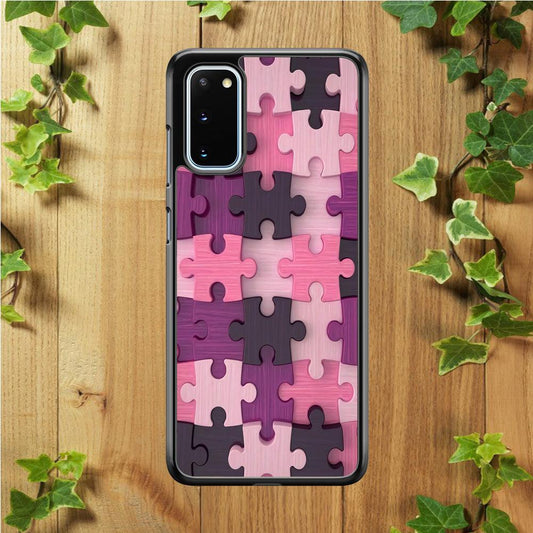 Jigsaw Puzzle Pattern Samsung Galaxy S20 Case-Rubber / White (2D Case)-Xtracase