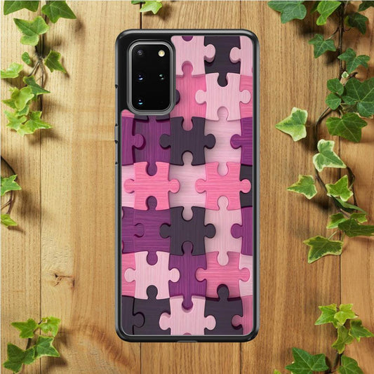 Jigsaw Puzzle Pattern Samsung Galaxy S20 Plus Case-Rubber / White (2D Case)-Xtracase