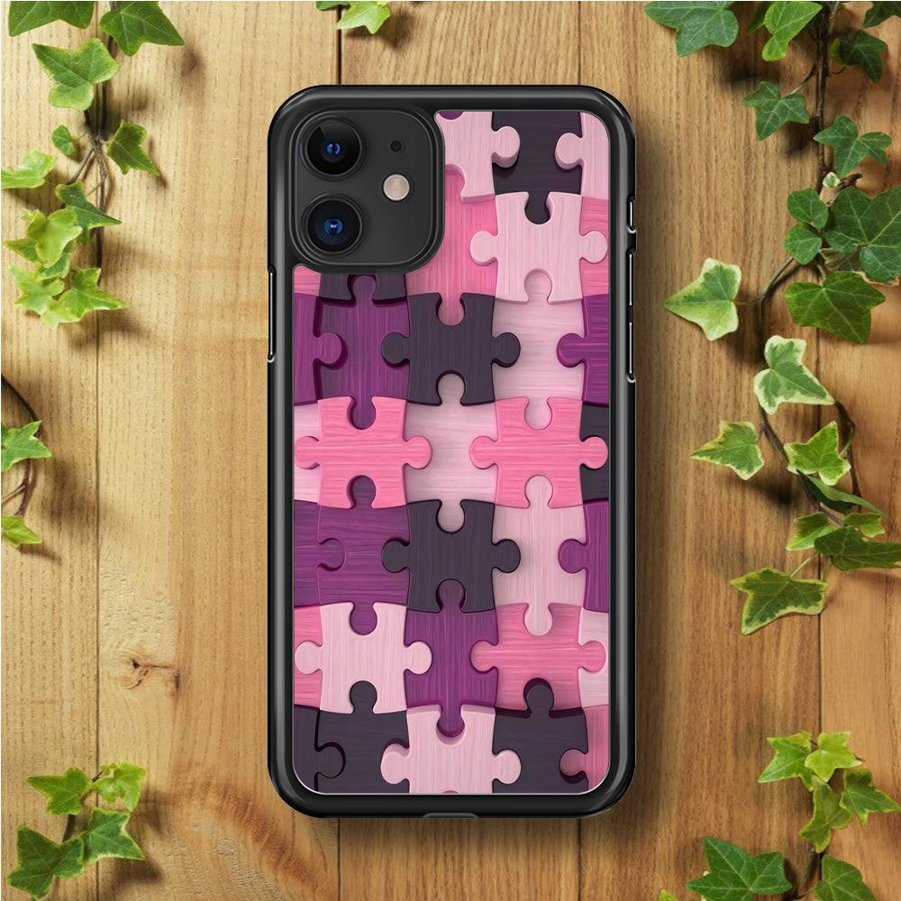 Jigsaw Puzzle Pattern iPhone 11 Case-Rubber / Black (2D Case)-Xtracase