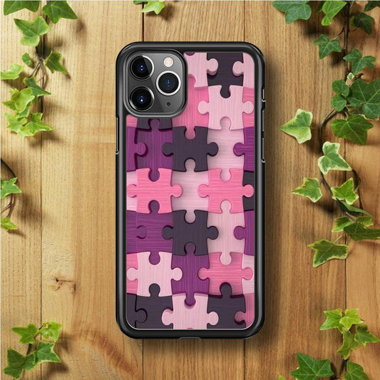Jigsaw Puzzle Pattern iPhone 11 Pro Max Case-Rubber / Black (2D Case)-Xtracase