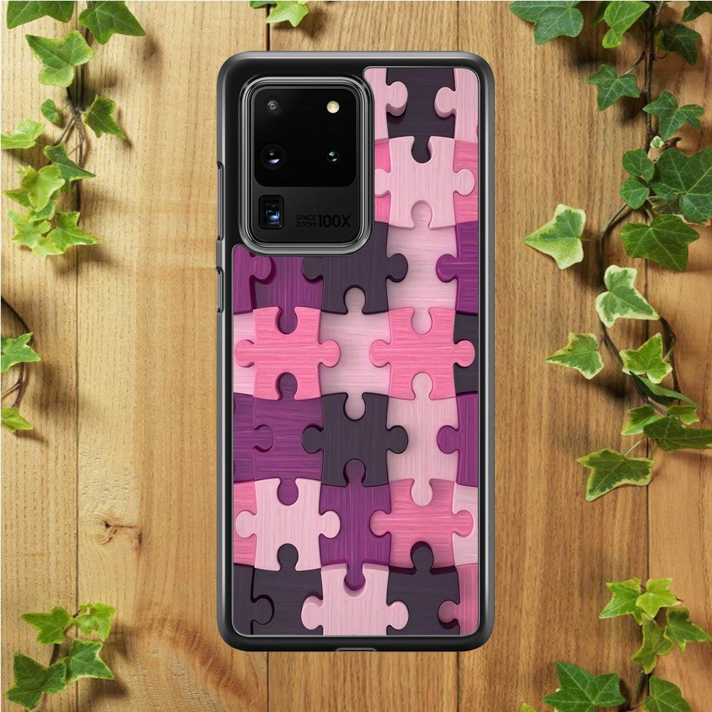 Jigsaw Puzzle Pattern Samsung Galaxy S20 Ultra Case-Rubber / White (2D Case)-Xtracase