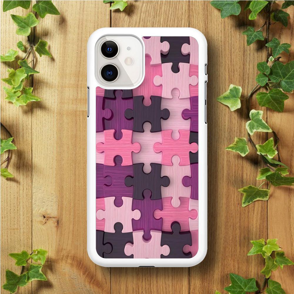Jigsaw Puzzle Pattern iPhone 11 Case-Rubber / White (2D Case)-Xtracase