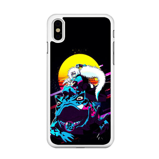Jiraiya Sitting on Gamabunta iPhone X Case-Rubber / White (2D Case)-Xtracase