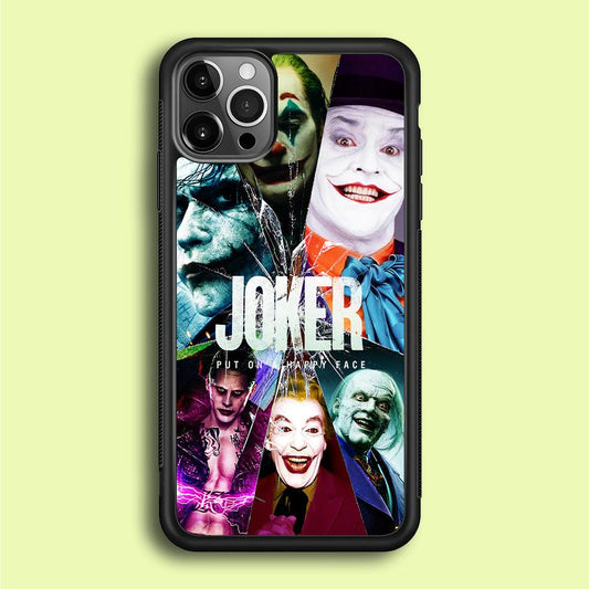 Joker Happy Face iPhone 12 Pro Max Case-Rubber / Black (2D Case)-Xtracase