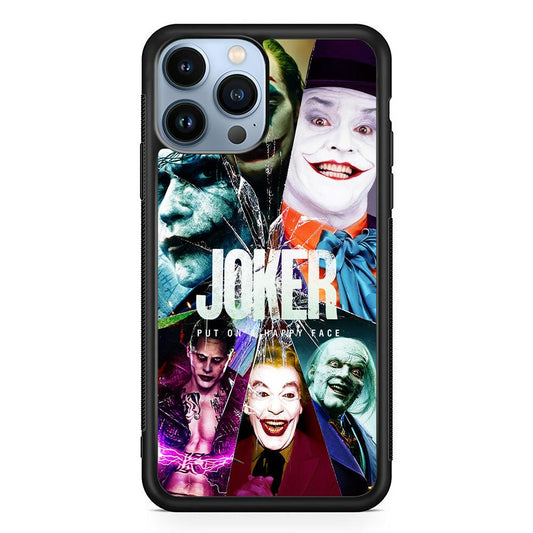 Joker Happy Face iPhone 13 Pro Max Case-Rubber / Black (2D Case)-Xtracase