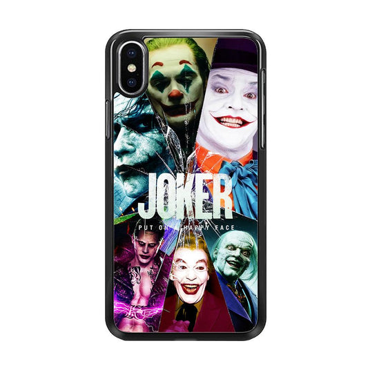 Joker Happy Face iPhone Xs Case-Rubber / Black (2D Case)-Xtracase