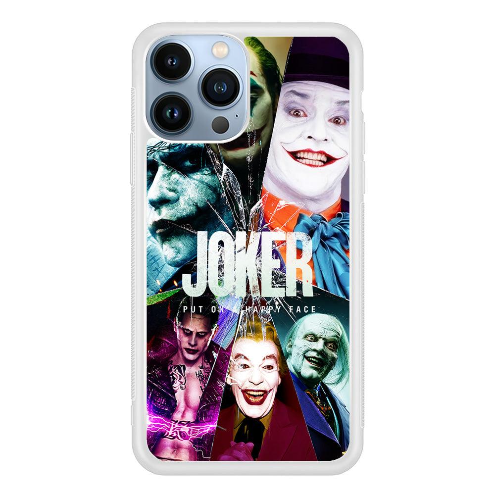 Joker Happy Face iPhone 13 Pro Max Case-Rubber / White (2D Case)-Xtracase