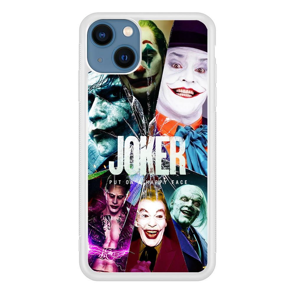 Joker Happy Face iPhone 13 Case-Rubber / White (2D Case)-Xtracase