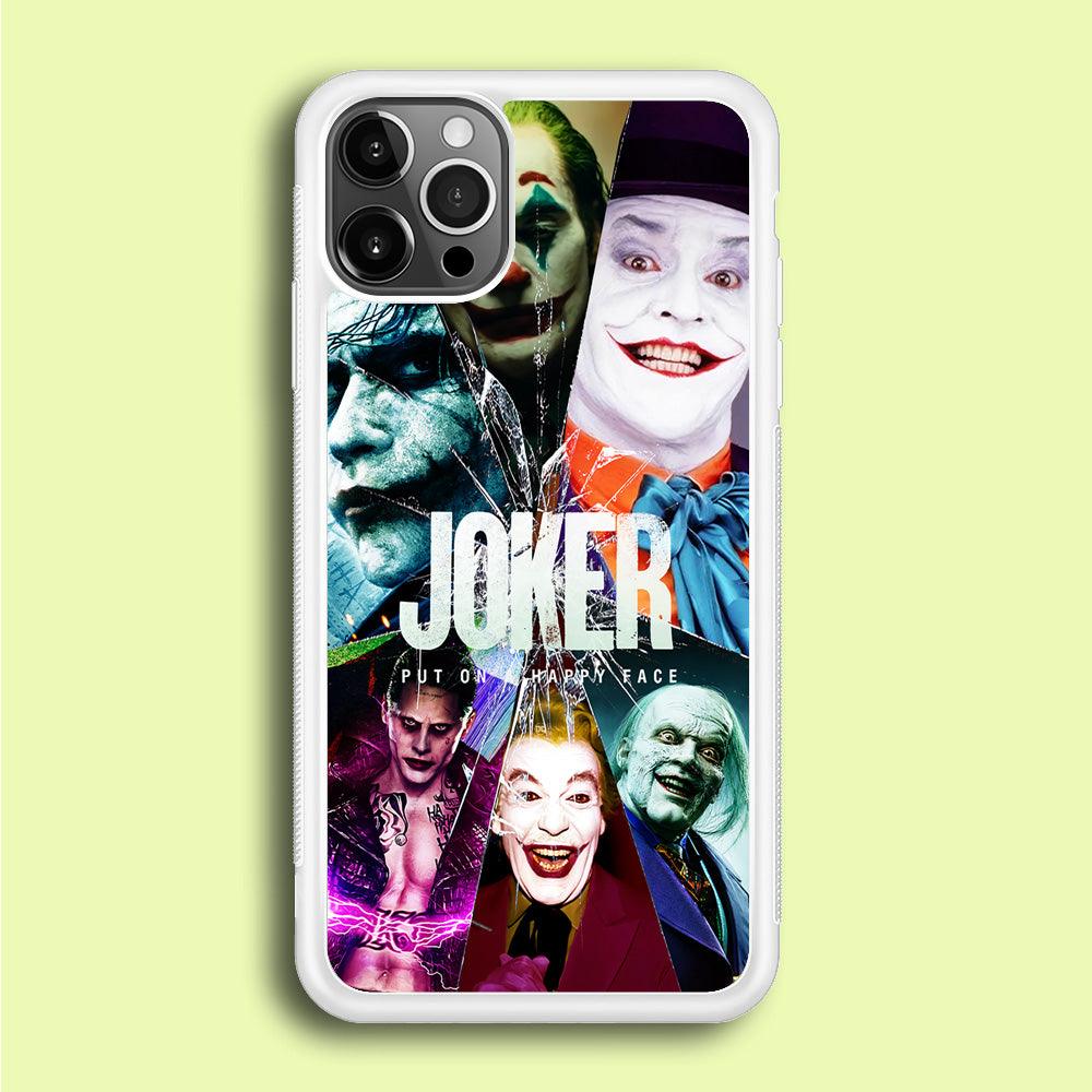 Joker Happy Face iPhone 12 Pro Max Case-Rubber / White (2D Case)-Xtracase