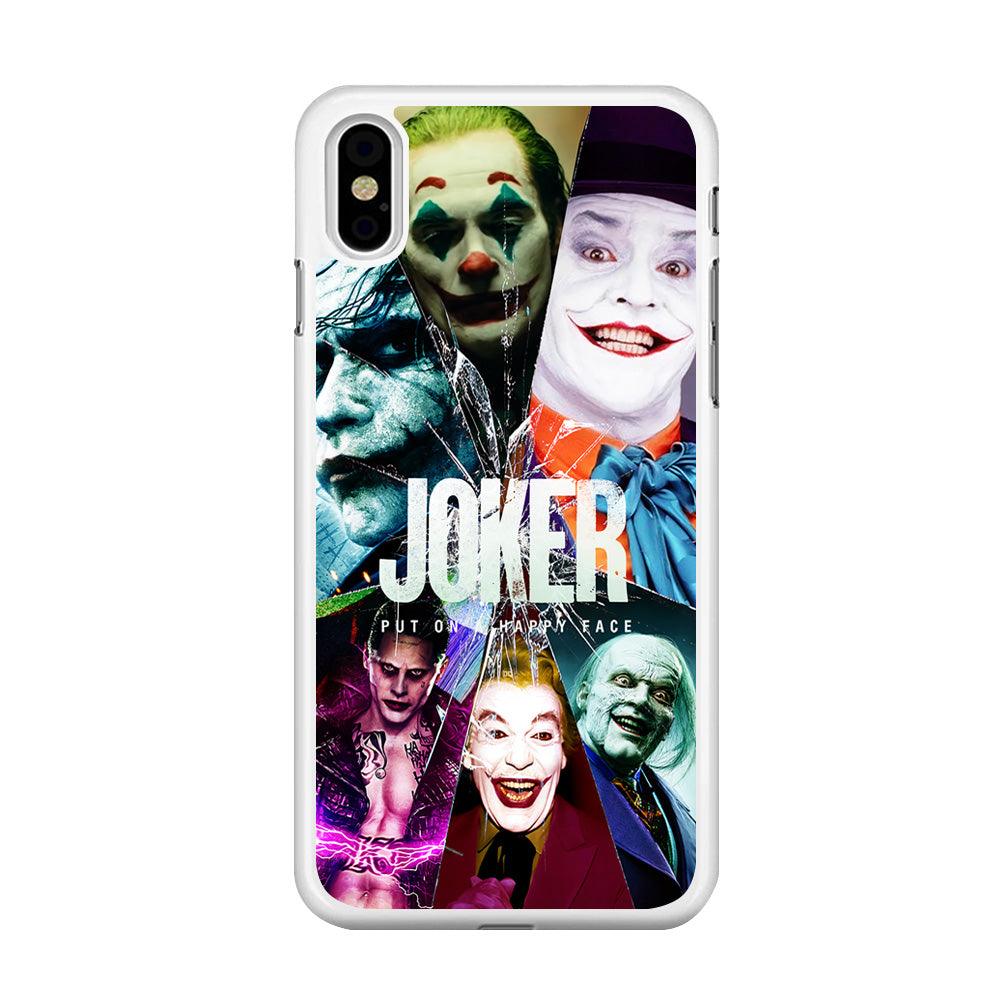 Joker Happy Face iPhone Xs Case-Rubber / White (2D Case)-Xtracase