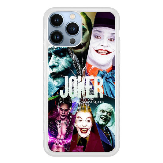 Joker Happy Face iPhone 13 Pro Case-Rubber / White (2D Case)-Xtracase
