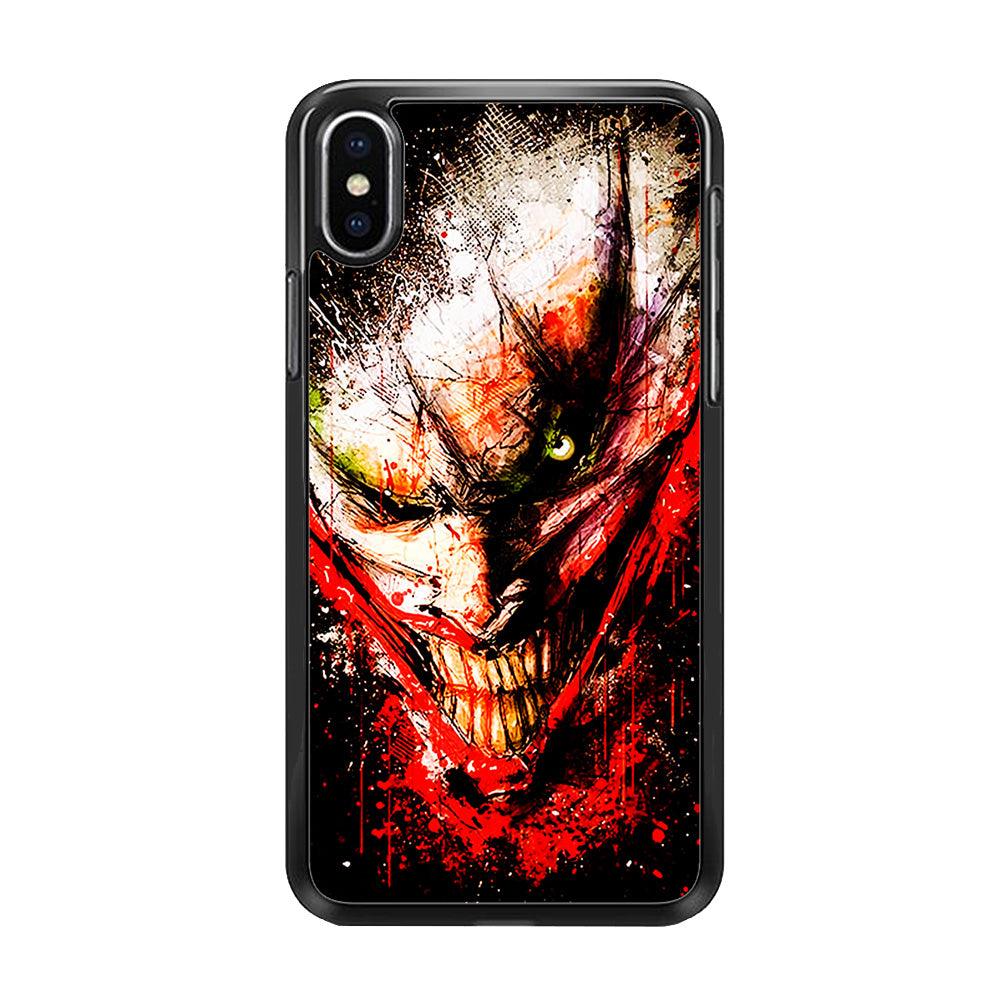 Joker Smile Abstract iPhone Xs Max Case-Rubber / Black (2D Case)-Xtracase