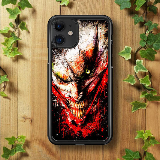Joker Smile Abstract iPhone 11 Case-Rubber / Black (2D Case)-Xtracase