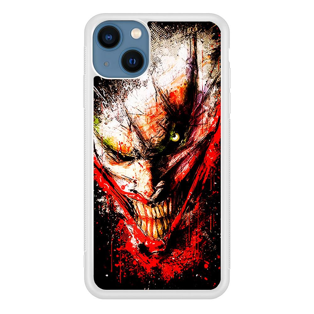 Joker Smile Abstract iPhone 13 Mini Case-Rubber / White (2D Case)-Xtracase