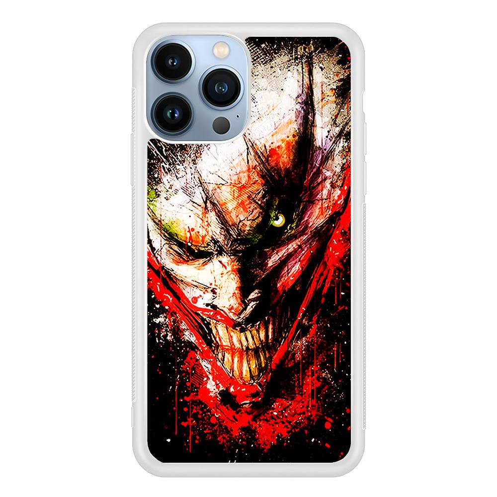 Joker Smile Abstract iPhone 13 Pro Case-Rubber / White (2D Case)-Xtracase