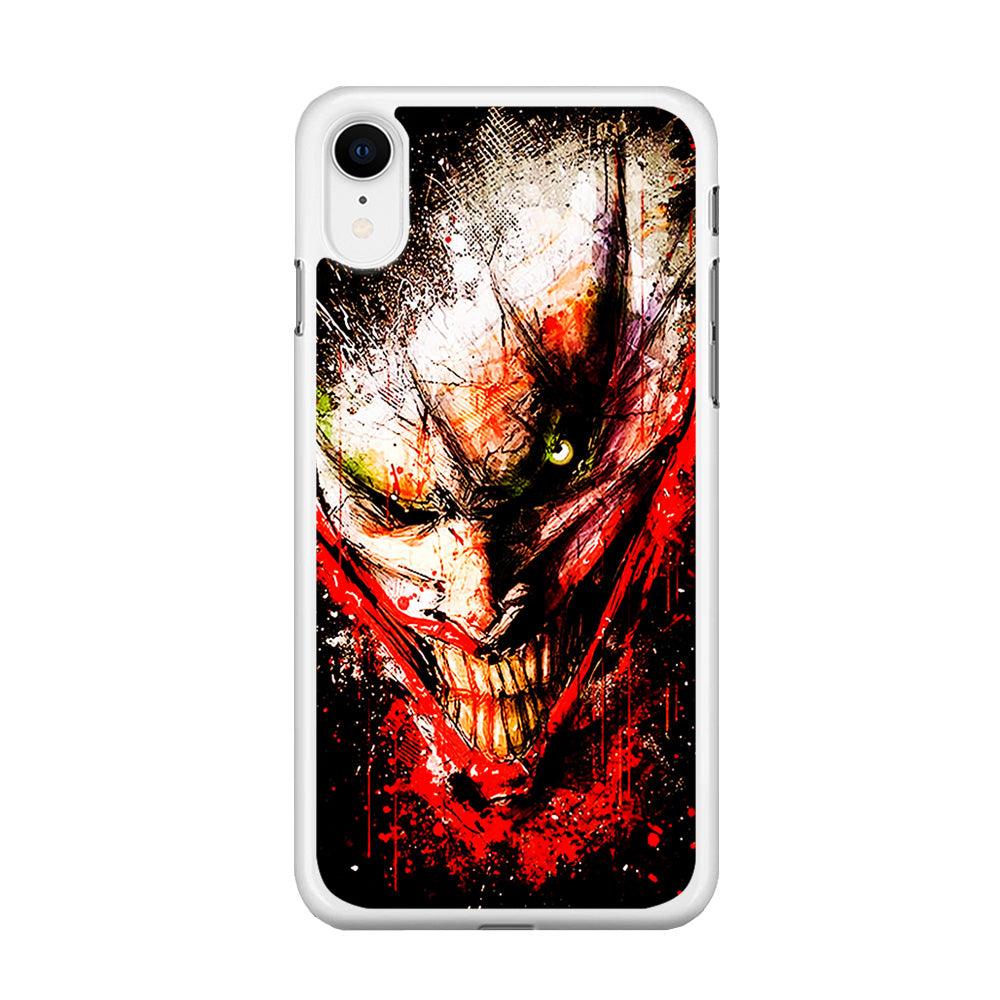 Joker Smile Abstract iPhone XR Case-Rubber / White (2D Case)-Xtracase
