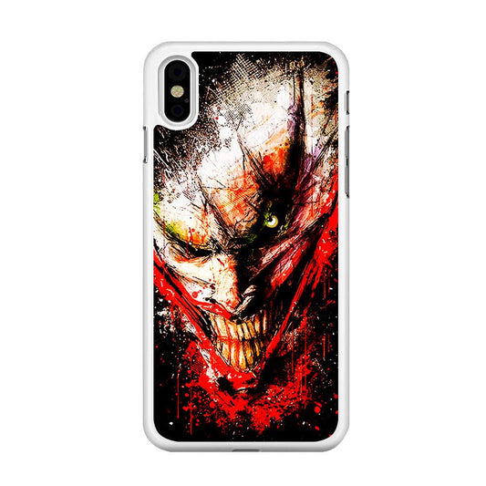 Joker Smile Abstract iPhone X Case-Rubber / White (2D Case)-Xtracase
