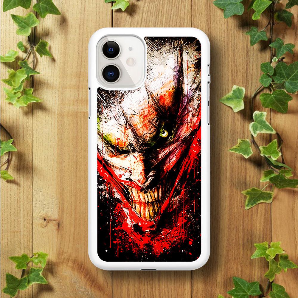 Joker Smile Abstract iPhone 11 Case-Rubber / White (2D Case)-Xtracase