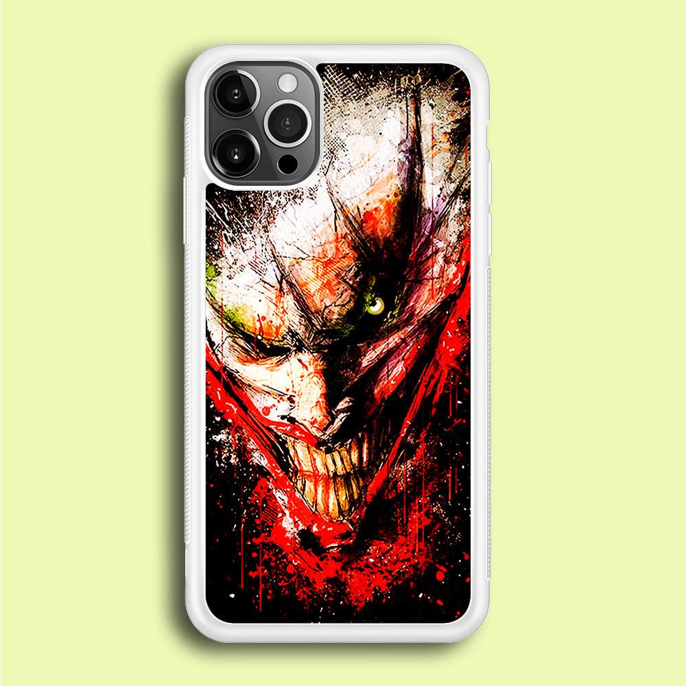 Joker Smile Abstract iPhone 12 Pro Max Case-Rubber / White (2D Case)-Xtracase
