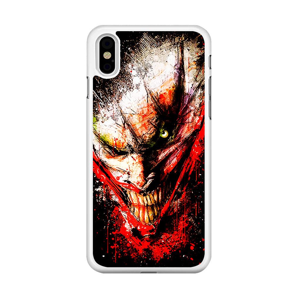 Joker Smile Abstract iPhone Xs Case-Rubber / White (2D Case)-Xtracase