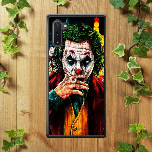 Joker Smoking Painting Samsung Galaxy Note 10 Case-Rubber / White (2D Case)-Xtracase