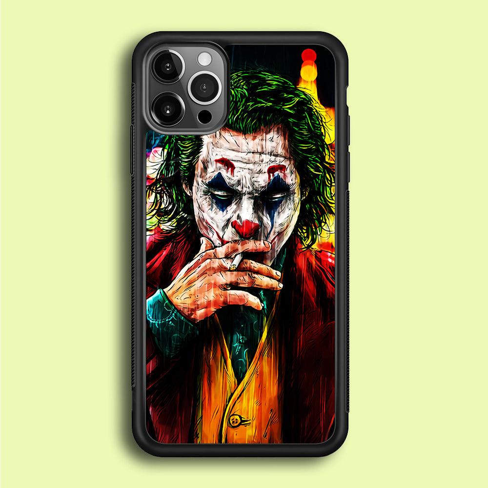 Joker Smoking Painting iPhone 12 Pro Case-Rubber / Black (2D Case)-Xtracase