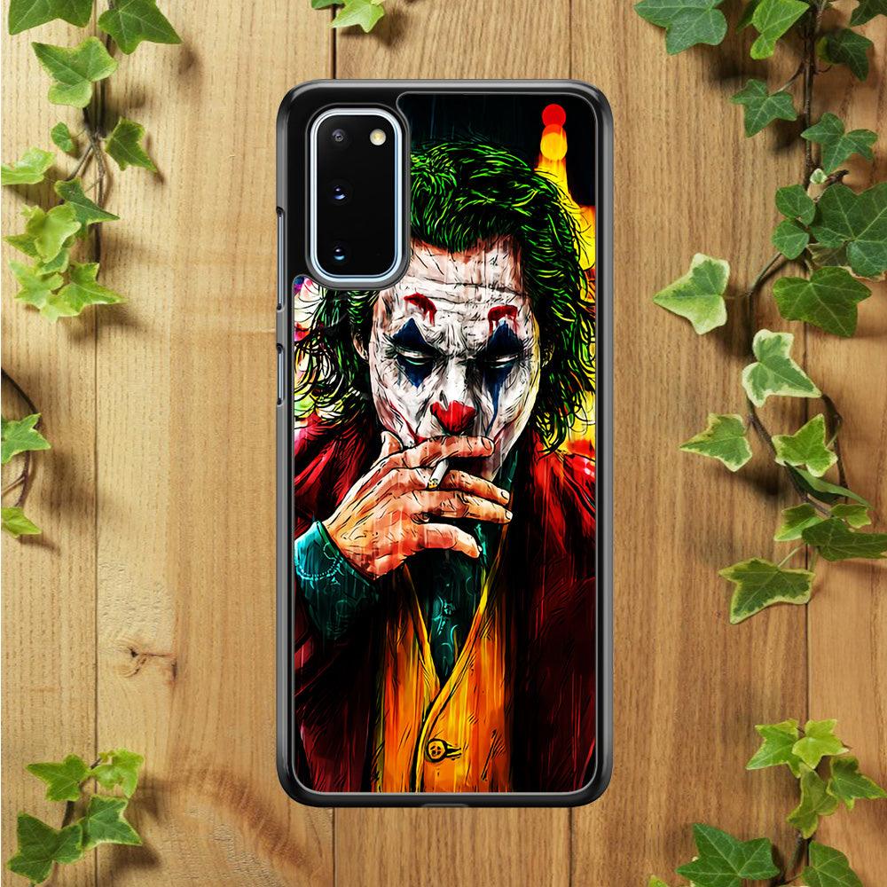 Joker Smoking Painting Samsung Galaxy S20 Case-Rubber / White (2D Case)-Xtracase