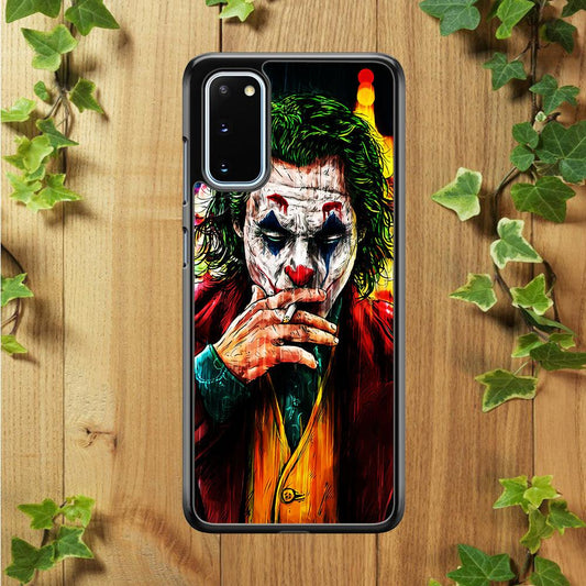 Joker Smoking Painting Samsung Galaxy S20 Case-Rubber / White (2D Case)-Xtracase