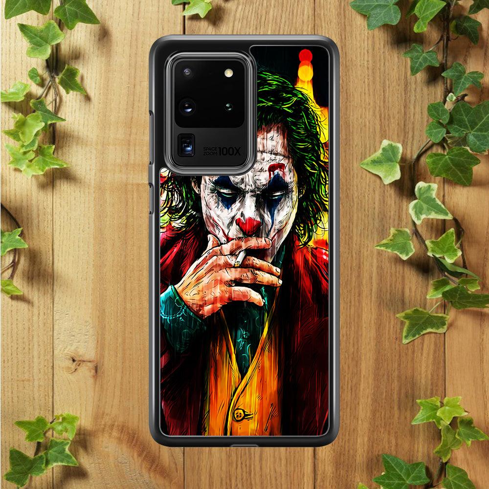 Joker Smoking Painting Samsung Galaxy S20 Ultra Case-Rubber / Black (2D Case)-Xtracase