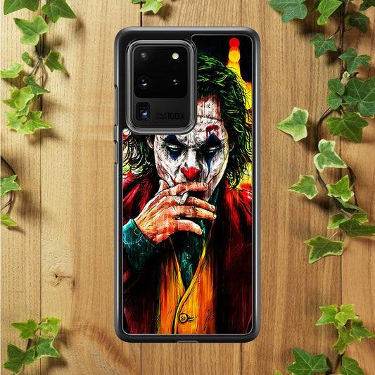 Joker Smoking Painting Samsung Galaxy S20 Ultra Case-Rubber / Black (2D Case)-Xtracase