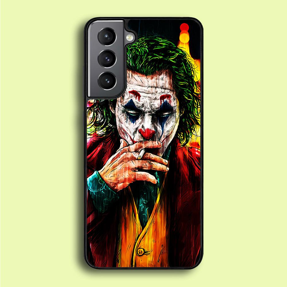 Joker Smoking Painting Samsung Galaxy S21 Plus Case-Rubber / White (2D Case)-Xtracase