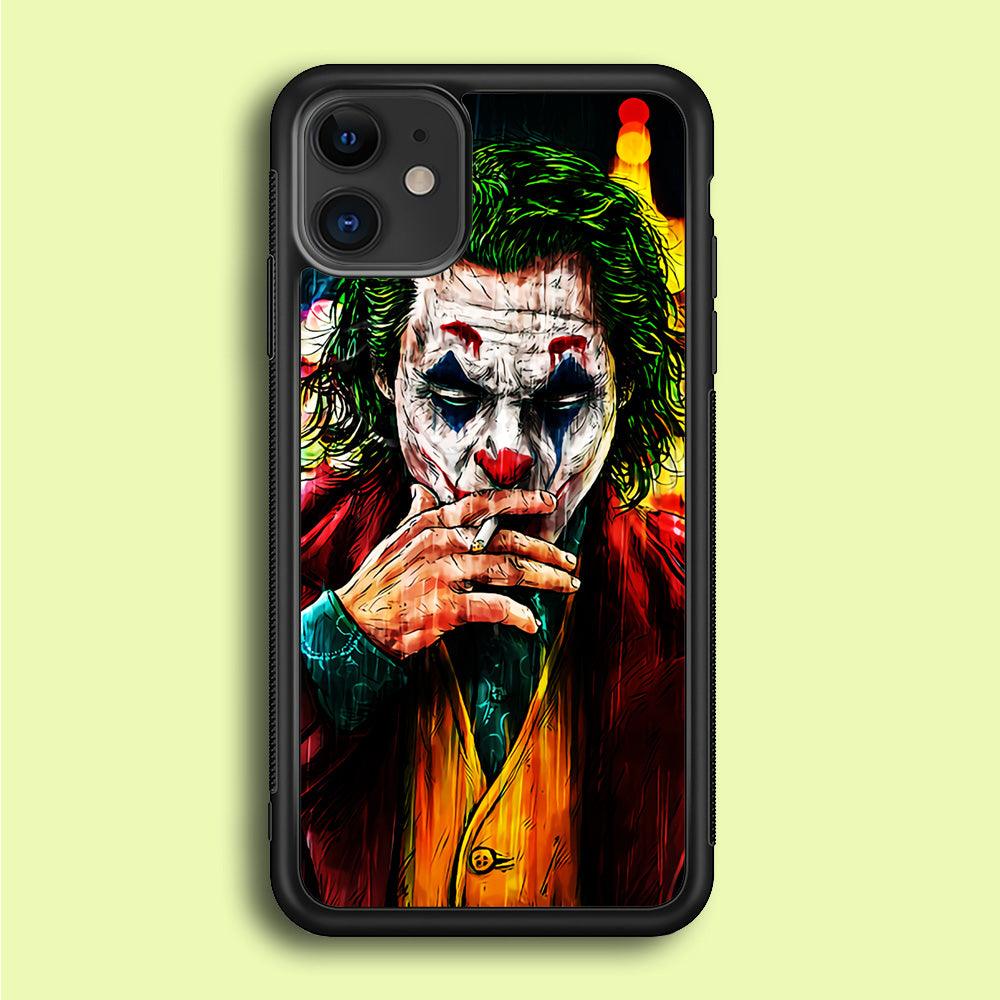 Joker Smoking Painting iPhone 12 Case-Rubber / Black (2D Case)-Xtracase