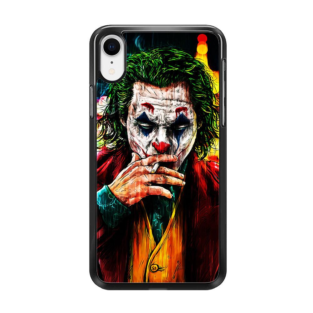 Joker Smoking Painting iPhone XR Case-Rubber / Black (2D Case)-Xtracase