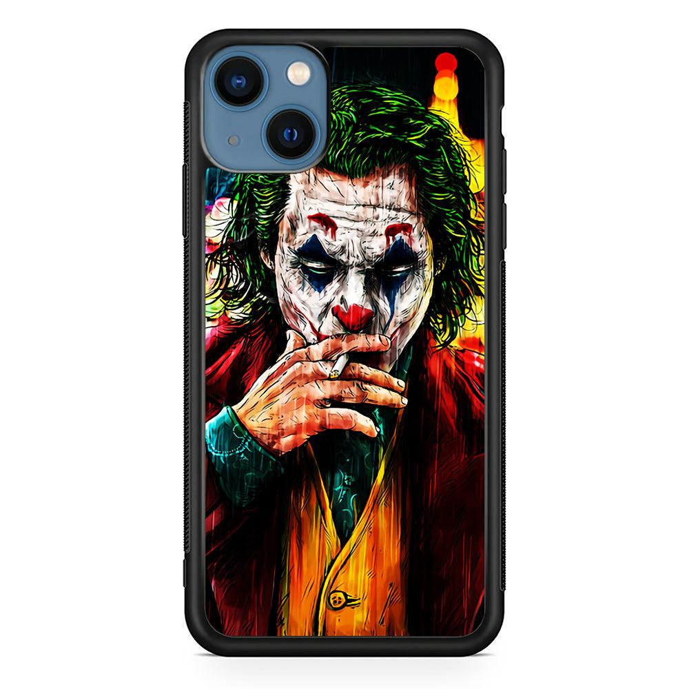 Joker Smoking Painting iPhone 13 Mini Case-Rubber / Black (2D Case)-Xtracase