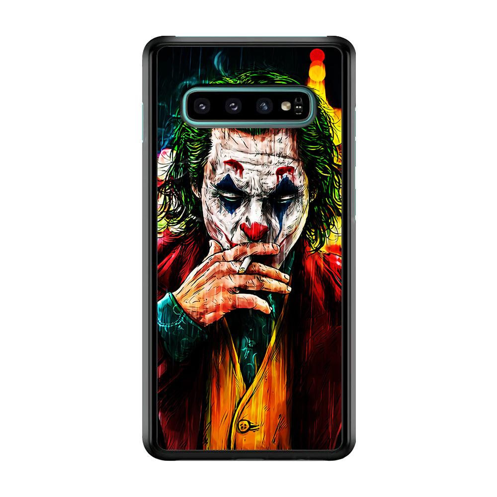 Joker Smoking Painting Samsung Galaxy S10 Case-Rubber / White (2D Case)-Xtracase