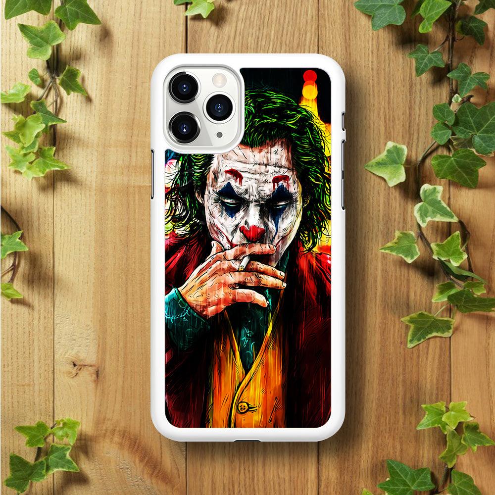 Joker Smoking Painting iPhone 11 Pro Case-Rubber / White (2D Case)-Xtracase