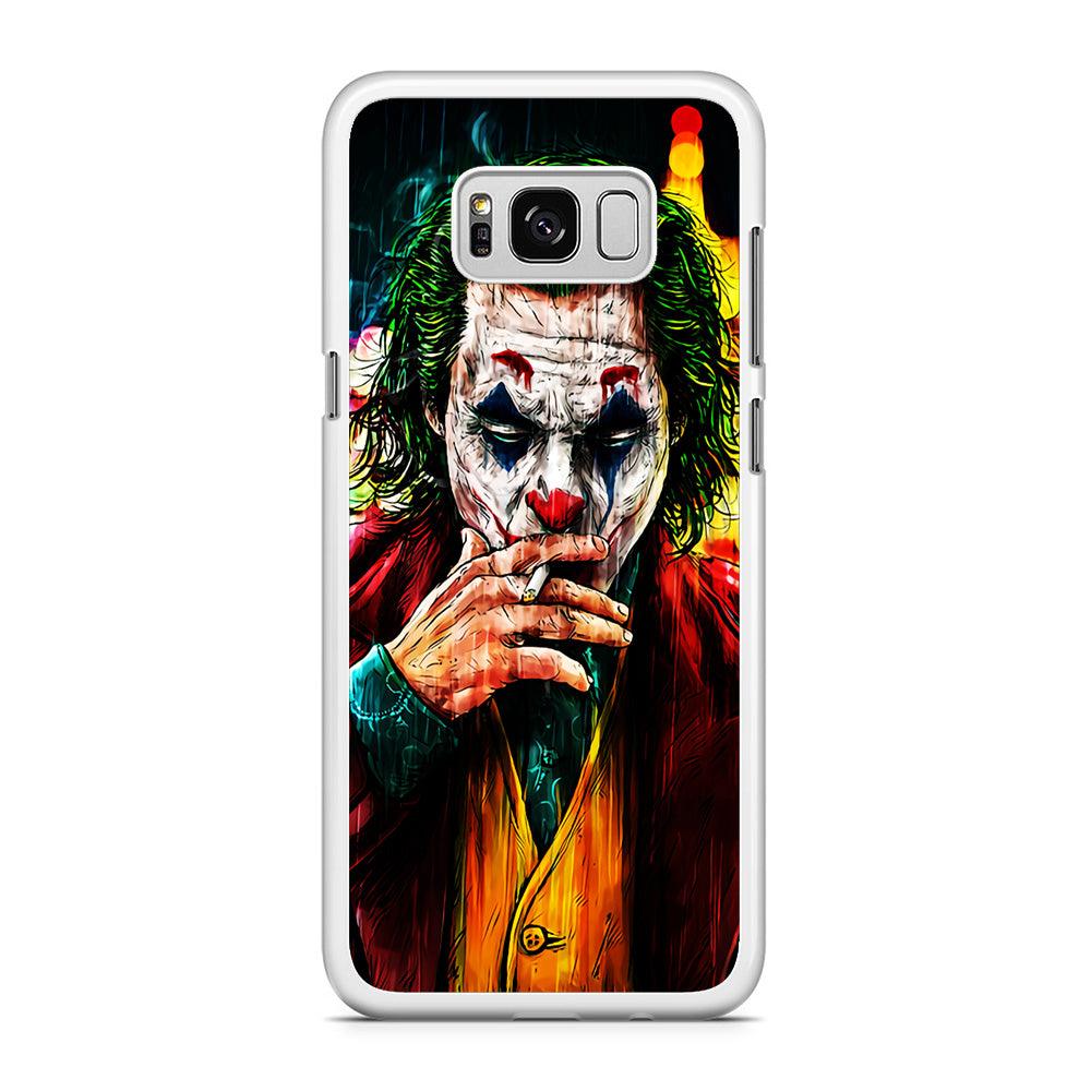 Joker Smoking Painting Samsung Galaxy S8 Case-Rubber / White (2D Case)-Xtracase
