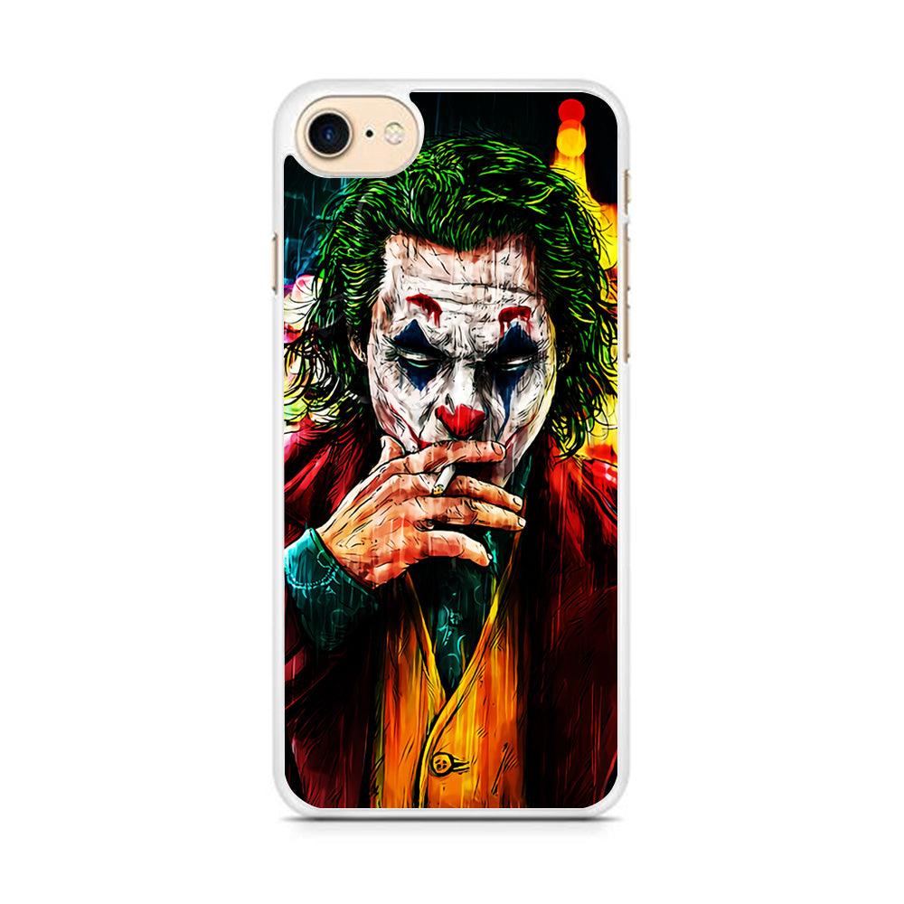 Joker Smoking Painting iPhone 7 Case-Rubber / White (2D Case)-Xtracase