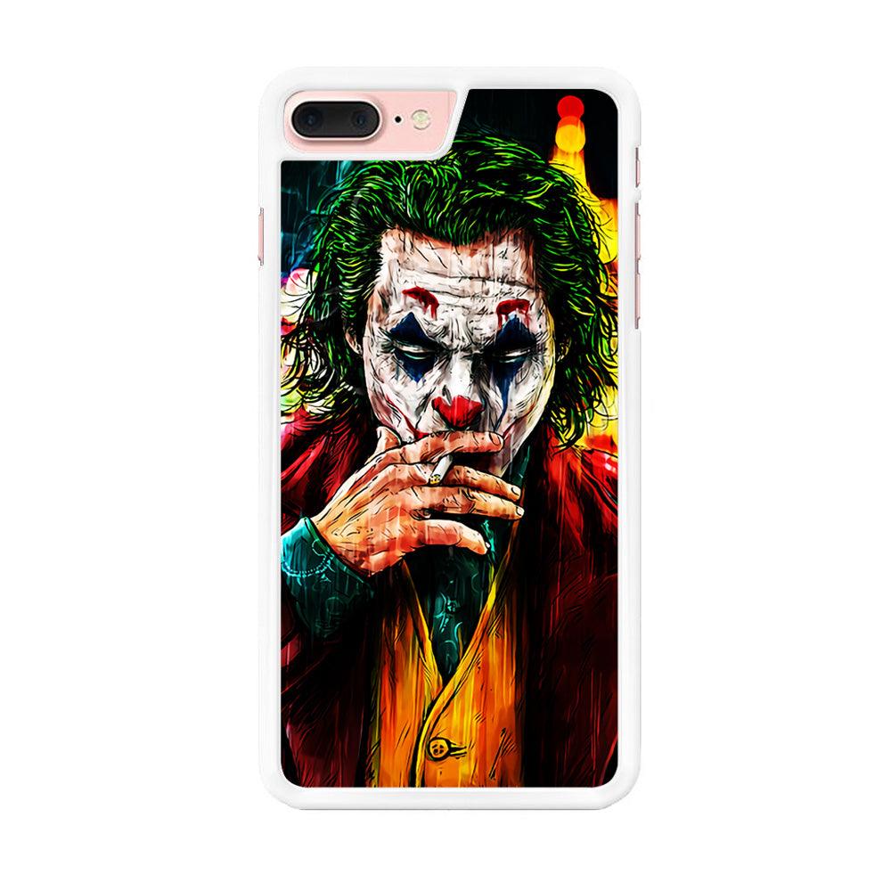 Joker Smoking Painting iPhone 7 Plus Case-Rubber / White (2D Case)-Xtracase