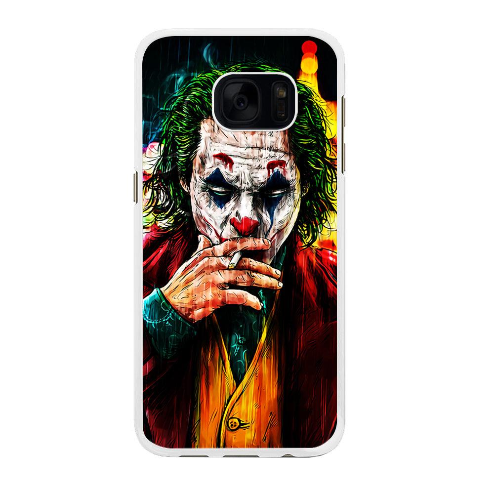 Joker Smoking Painting Samsung Galaxy S7 Edge Case-Rubber / White (2D Case)-Xtracase