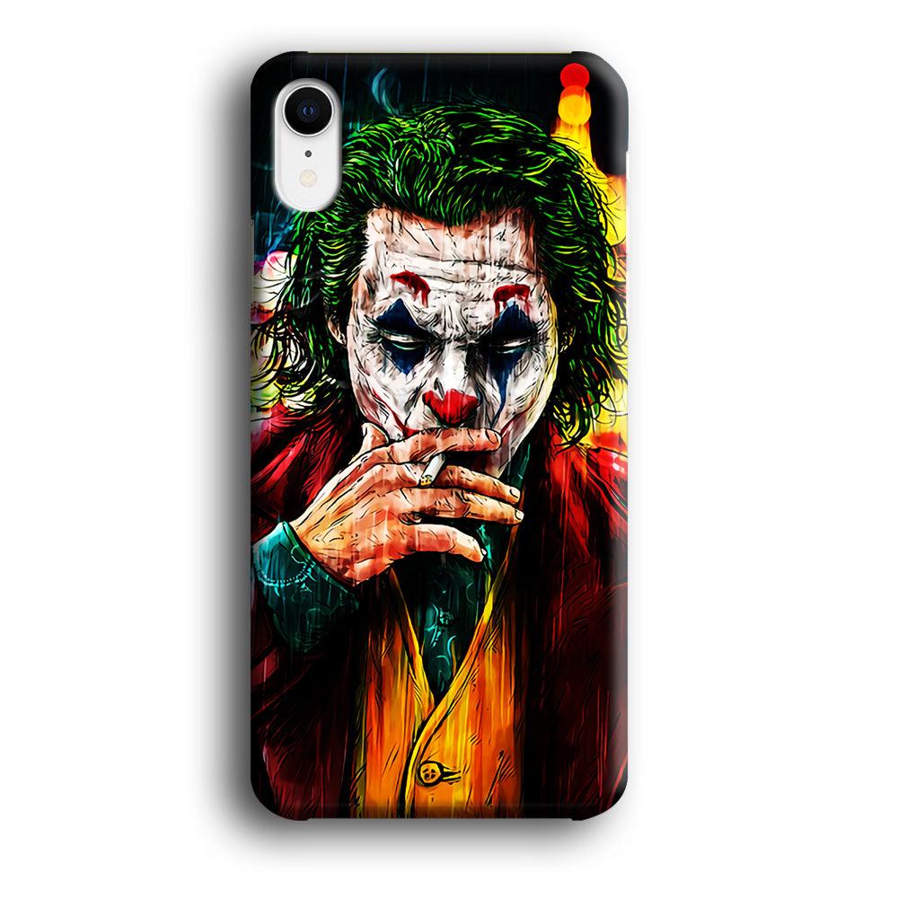 Joker Smoking Painting iPhone XR Case-Plastic / Full Wrap (3D Case)-Xtracase