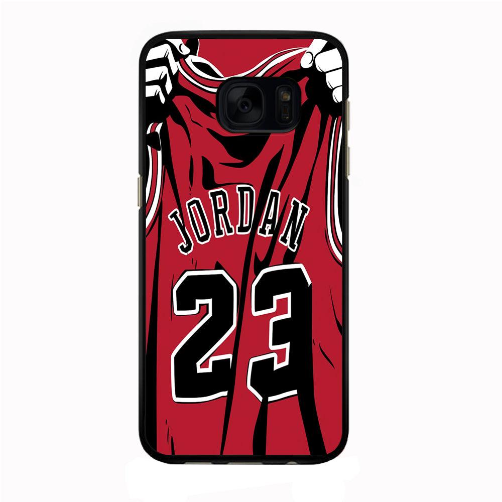 Jordan 23 Jersey Samsung Galaxy S7 Edge Case-Rubber / Black (2D Case)-Xtracase