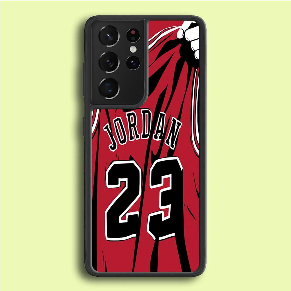 Jordan 23 Jersey Samsung Galaxy S21 Ultra Case-Rubber / White (2D Case)-Xtracase