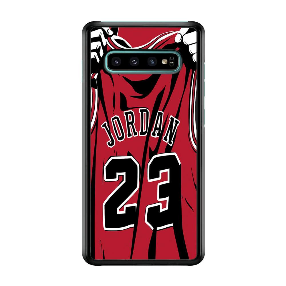Jordan 23 Jersey Samsung Galaxy S10 Plus Case-Rubber / White (2D Case)-Xtracase