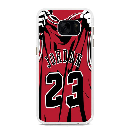 Jordan 23 Jersey Samsung Galaxy S7 Edge Case-Rubber / White (2D Case)-Xtracase