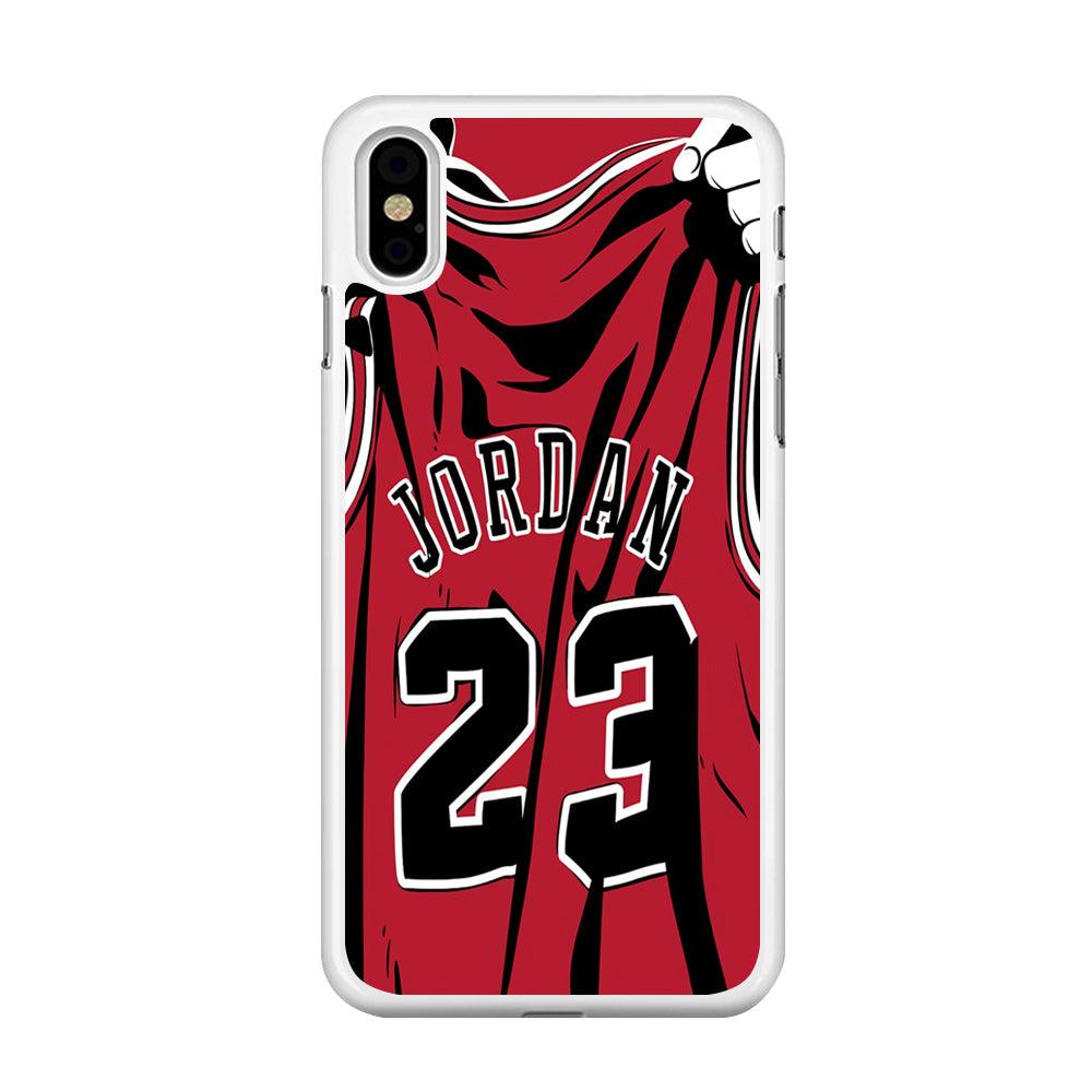 Jordan 23 Jersey iPhone Xs Case-Rubber / White (2D Case)-Xtracase