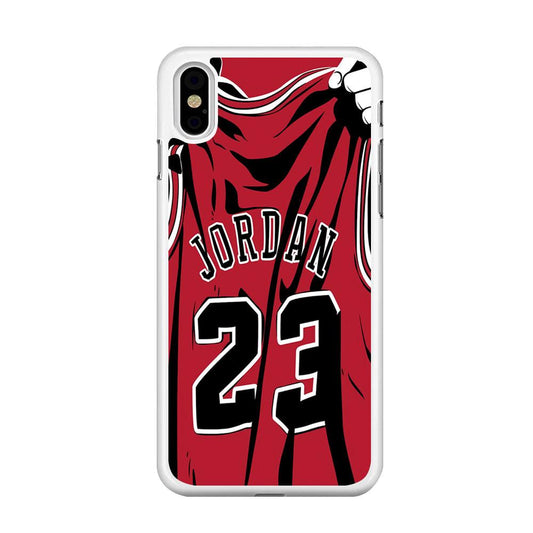 Jordan 23 Jersey iPhone Xs Case-Rubber / White (2D Case)-Xtracase
