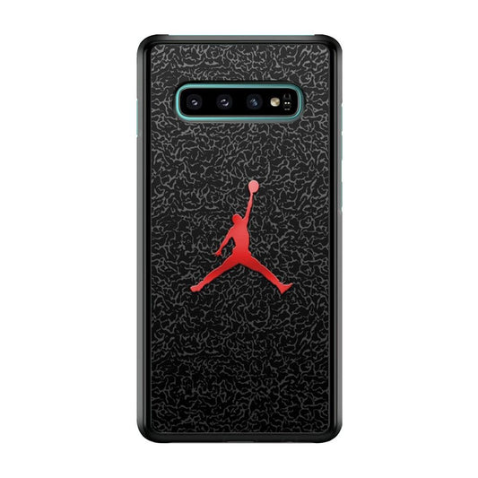 Jordan Logo 004 Samsung Galaxy S10 Case-Rubber / Black (2D Case)-Xtracase